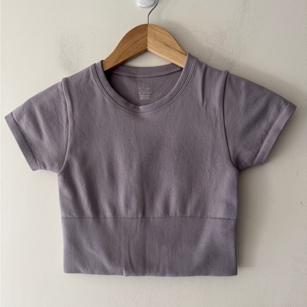 Aerie Offline Sidewalk Seamless Purple Lilac Crop Top Tee